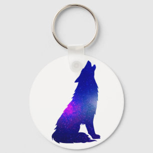 Space Wolf howling - Choose background color Key Ring