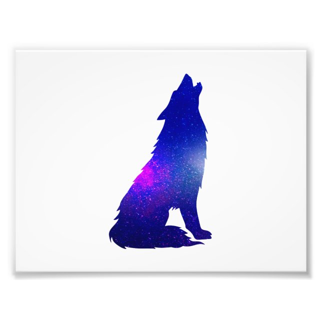 Space Wolf howling - Choose background colour Photo Print (Front)