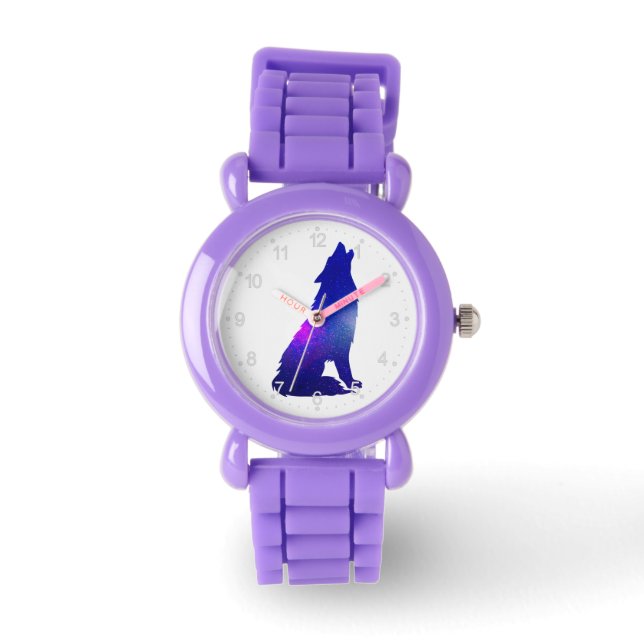 Space Wolf howling - Choose background colour Watch (Front)