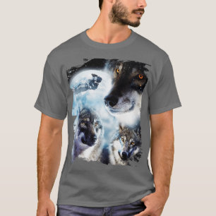 Space Wolves 3 Three Snow Wolf Howling At Moon 1 T-Shirt