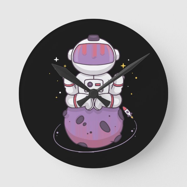 Space Yoga  Round Clock (Front)
