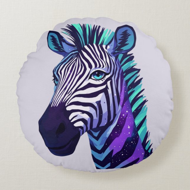 Space Zebra Round Cushion (Front)