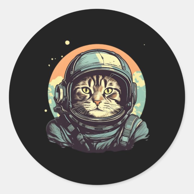 Spacecat Explorer Cat Astronaut Classic Round Sticker (Front)