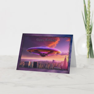 Spacecraft Above New York Boy's Birthday Card