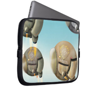 Spacecraft flying through a planet laptop sleeve