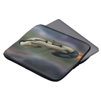Spacecraft flying through a planet laptop sleeve