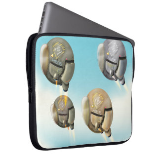 Spacecraft flying through a planet laptop sleeve
