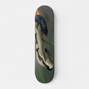 Spacecraft flying through a planet skateboard