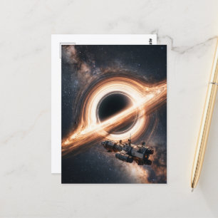 Spacecraft Navigating a Supermassive Black Hole Postcard