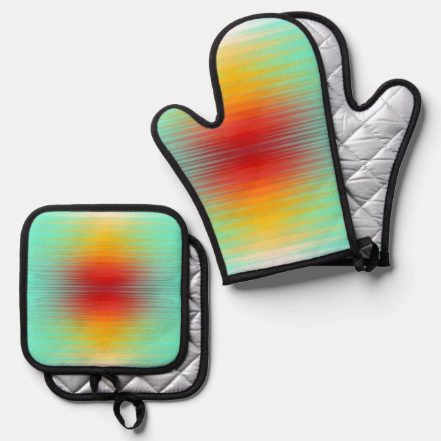 Spacecraft Reentry Plasma Field Colours Abstract  Oven Mitt & Pot Holder Set (Front/Back)