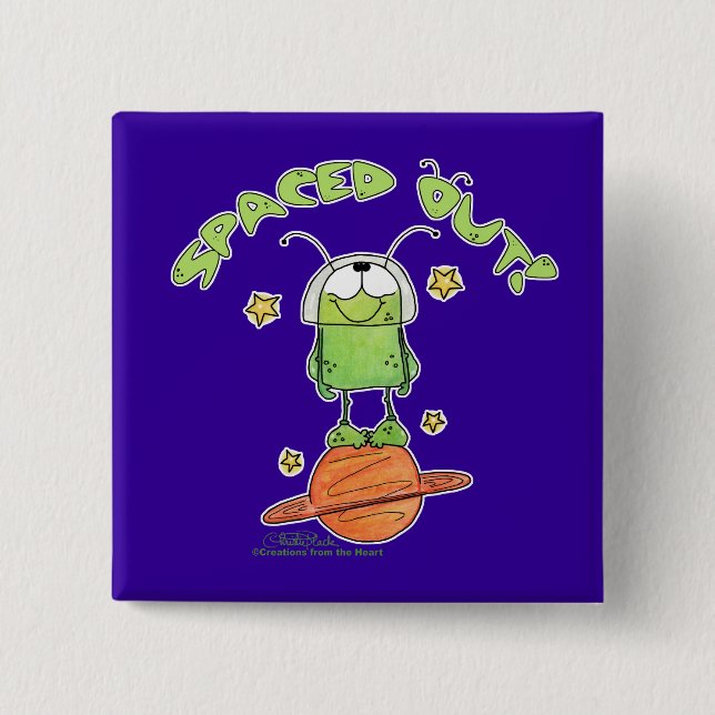Spaced Out Alien 15 Cm Square Badge (Front)