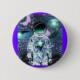 Spaced Out U.F.O. Astronaut Pinback 6 Cm Round Badge