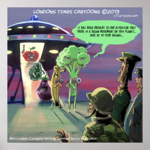 Spaced-Out Vegans Funny Poster