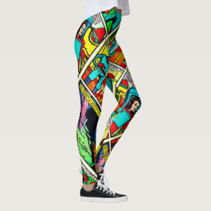 SpaceHawk, Martians, and a Damsel Comic Book Page Leggings