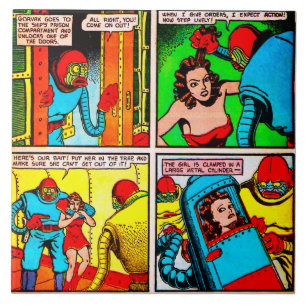 SpaceHawk, Martians, and a Damsel Comic Book Page Tile