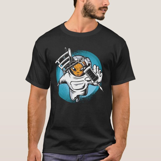 Spaceman Alien Tattooist T-Shirt (Front)