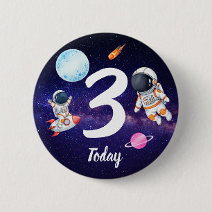 Spaceman and Rockets Birthday 6 Cm Round Badge