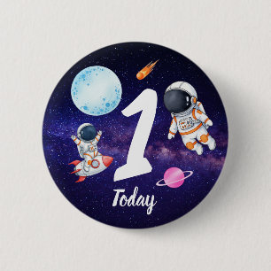 Spaceman and Rockets Birthday 6 Cm Round Badge