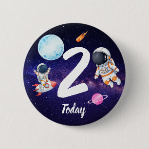 Spaceman and Rockets Birthday 6 Cm Round Badge