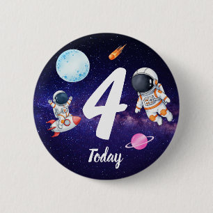 Spaceman and Rockets Birthday 6 Cm Round Badge