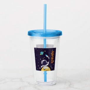 Spaceman Astronaut Exploring Outer Space Acrylic Tumbler