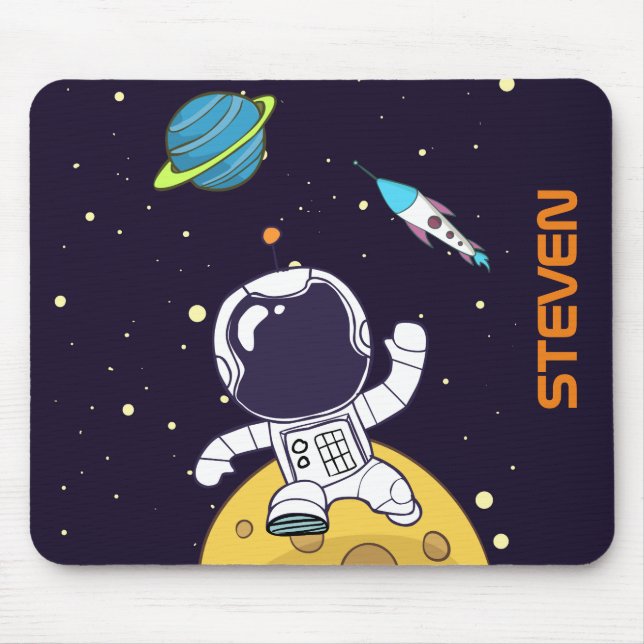 Spaceman Astronaut Floating in Outer Space Mouse Mat (Front)