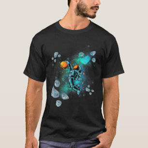 Spaceman Astronaut Play Basketball In Space T-Shirt