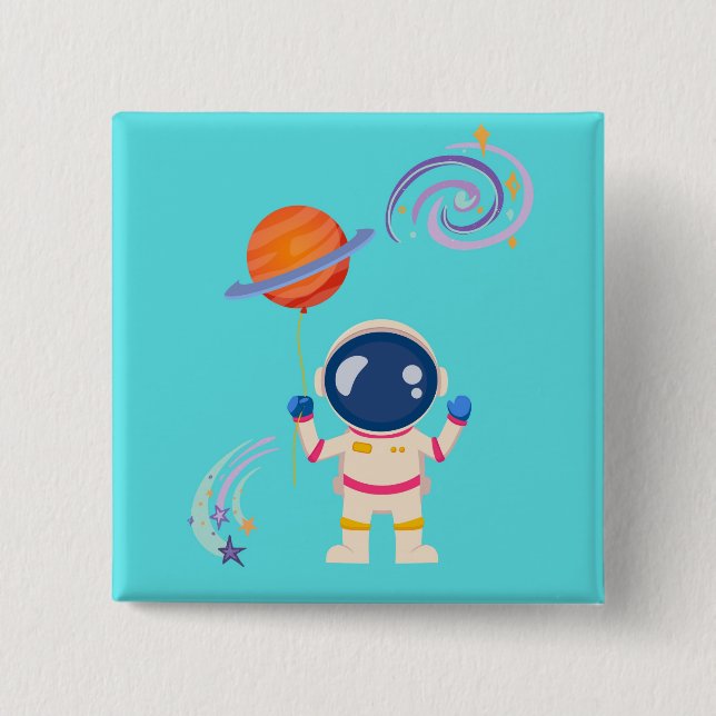 Spaceman cartoon adventures. 15 cm square badge (Front)