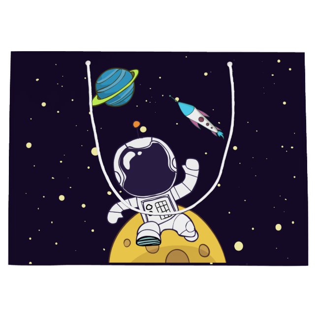 Spaceman Exploring Outer Space Large Gift Bag (Front)