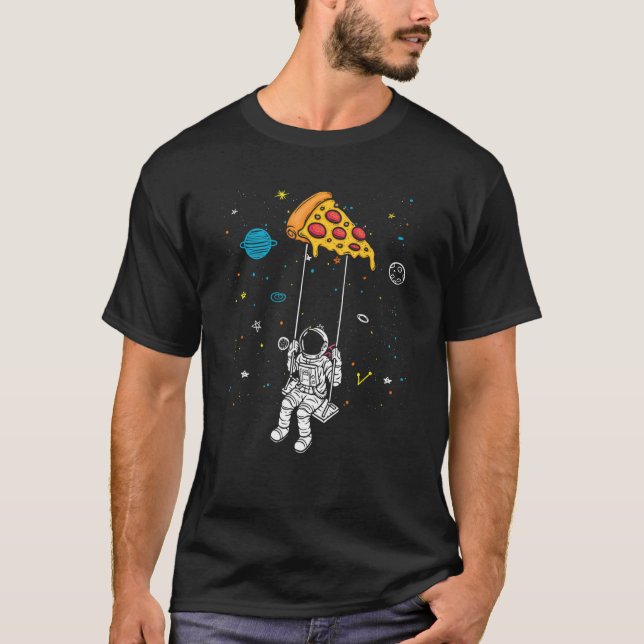 Spaceman Pizza Slice  Fast Food Astronomy Solar T-Shirt (Front)