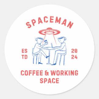 spaceman retro classic round sticker