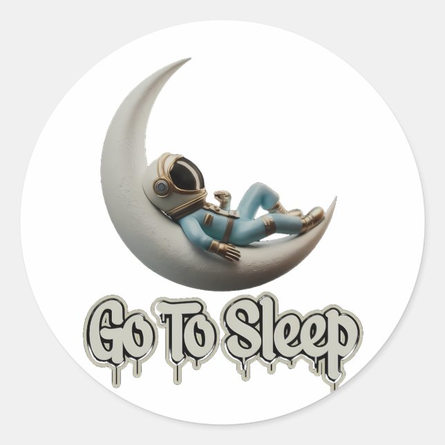 spaceman sleeping classic round sticker (Front)
