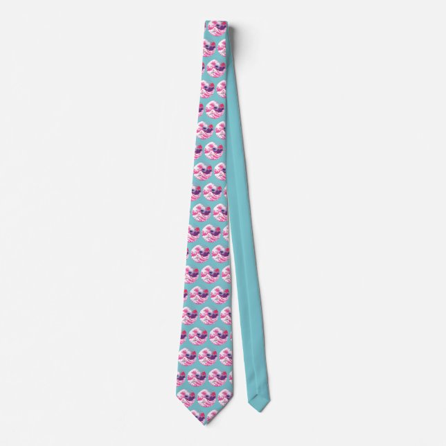 Spaceman surfing The Great pink wave Tie (Front)
