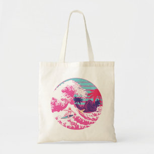 Spaceman surfing The Great wave outrun Tote Bag