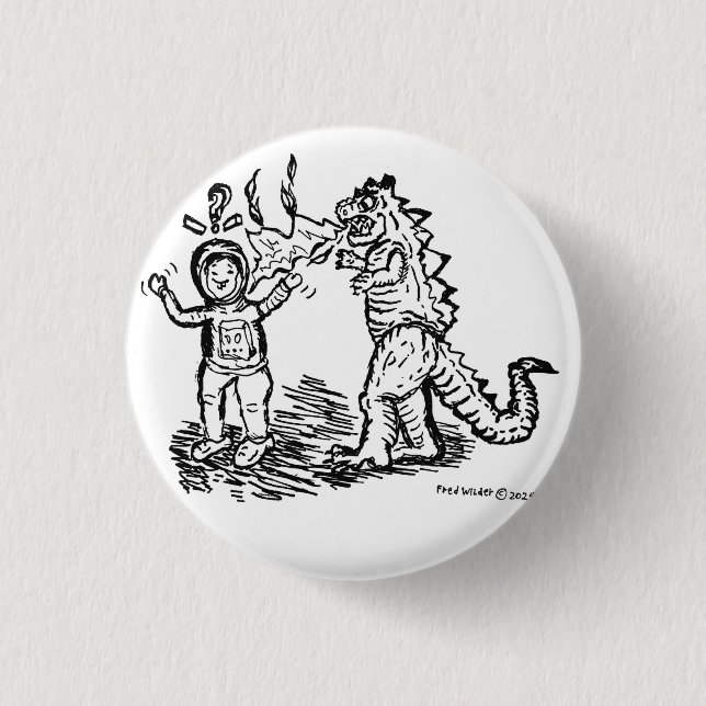 Spaceman versus Dinosaur the 3 Cm Round Badge (Front)