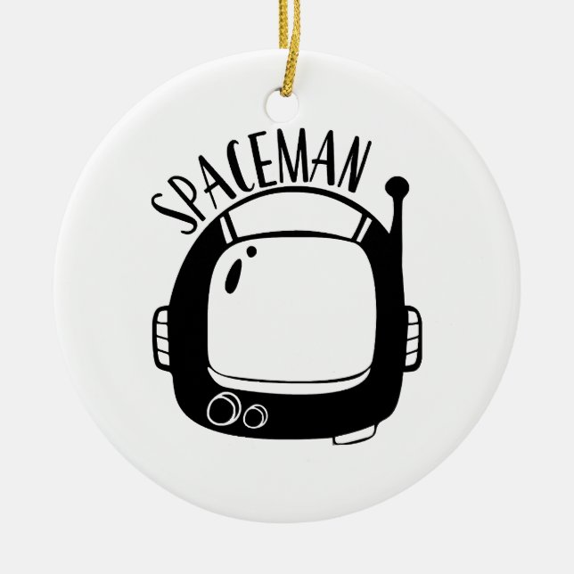 Spaceman Vintage Ceramic Tree Decoration (Front)