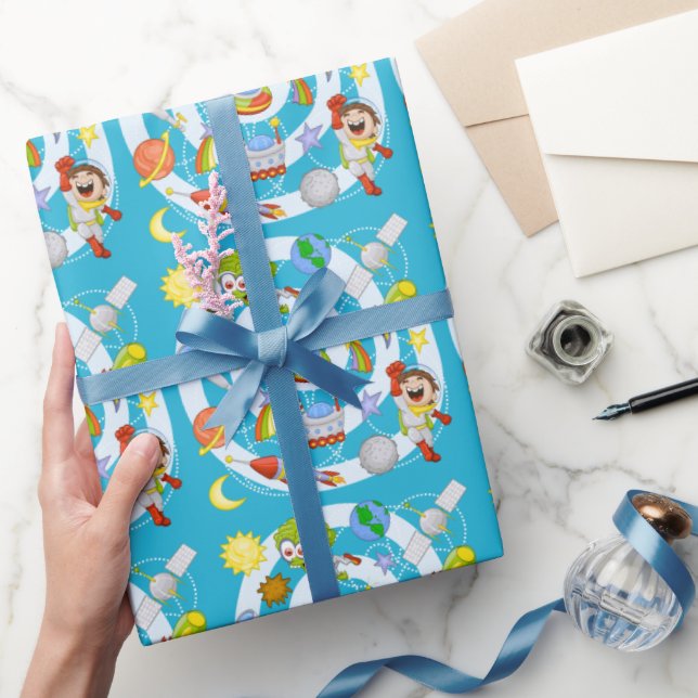 Spaceman vs. Alien Glossy Wrapping Paper, 30" x 15 Paper (Gifting)