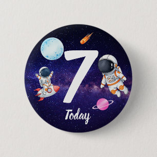 Spacemen and Rockets Birthday 6 Cm Round Badge