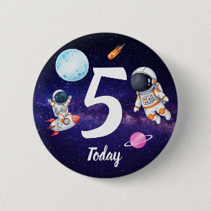 Spacemen and Rockets Birthday 6 Cm Round Badge