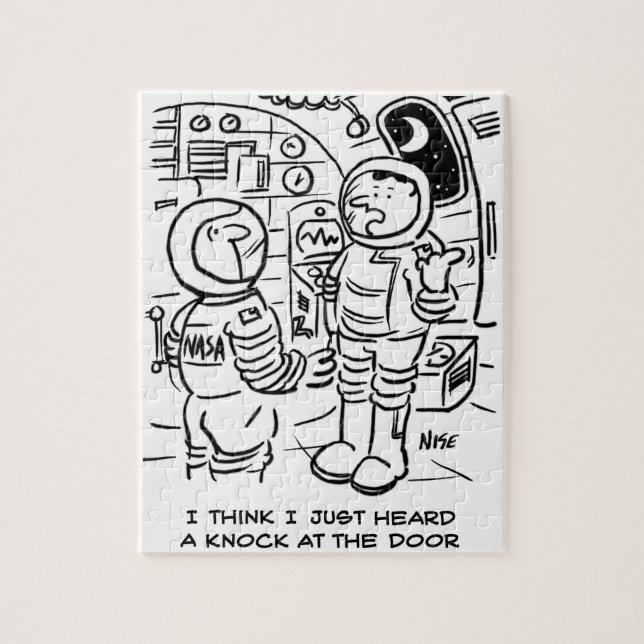 Spacemen in a Spaceship Cartoon Jigsaw Puzzle (Vertical)