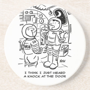 Spacemen on Spaceship Hear Knock at Door Coaster