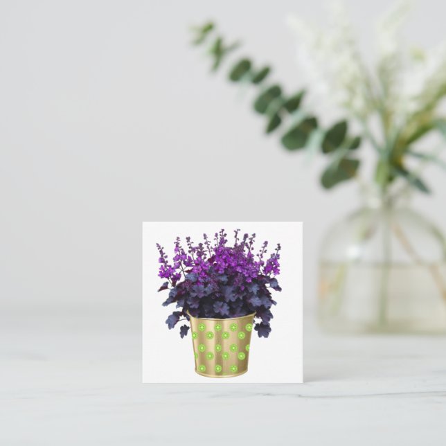Spaces: The Beauty of Houseplants and Flowers Square Business Card (Standing Front)