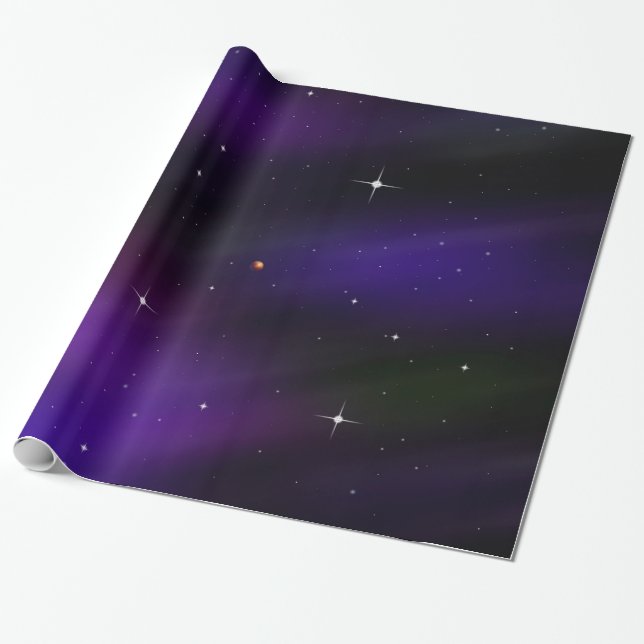 Spacescape With Planets and Stars Wrapping Paper (Unrolled)
