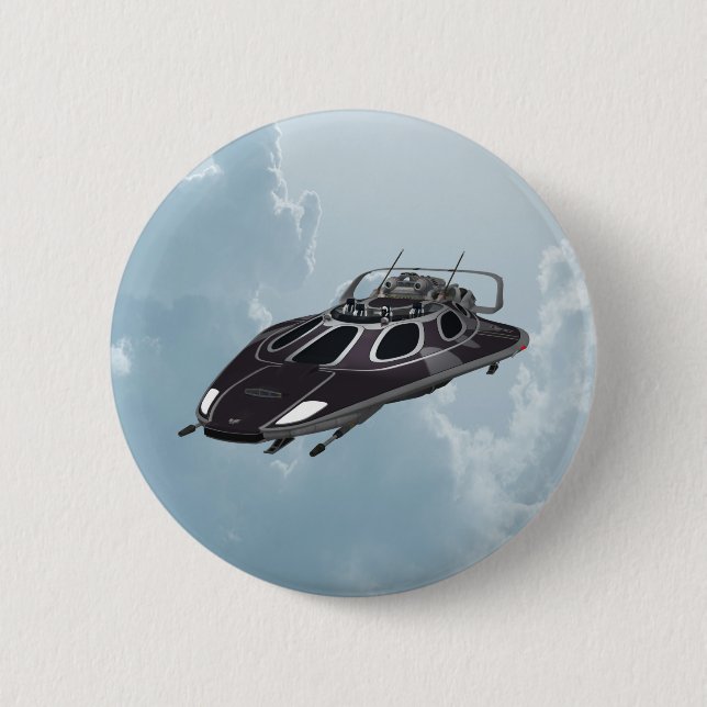 Spaceship 6 Cm Round Badge (Front)