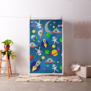 Spaceship Aliens Astronaut Fabric