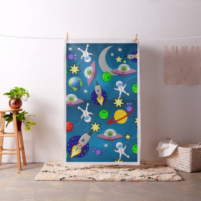 Spaceship Aliens Astronaut Fabric (In Situ)