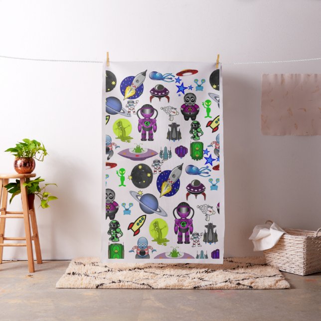 Spaceship Aliens Astronaut Fabric (In Situ)