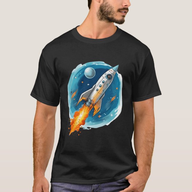 Spaceship Astronaut Science Astrology Space Advent T-Shirt (Front)