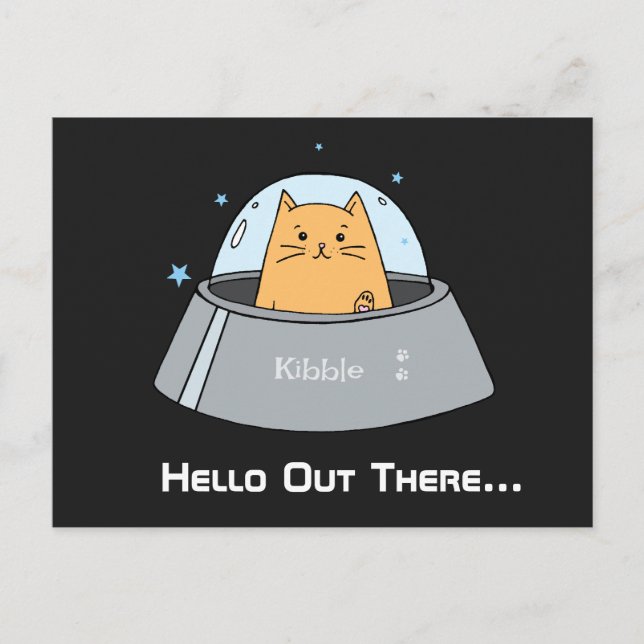 Spaceship Cat Customised Postcard (Front)