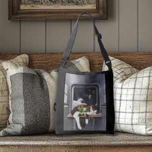 Spaceship Cat Sci-Fi Cute Crossbody Bag